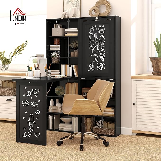HOMCOM Foldable Convertible Writing Table, Wall Mounted Space-Saving Computer