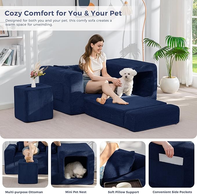 MAXYOYO Folding Sofa Couch, Convertible Floor Sofa