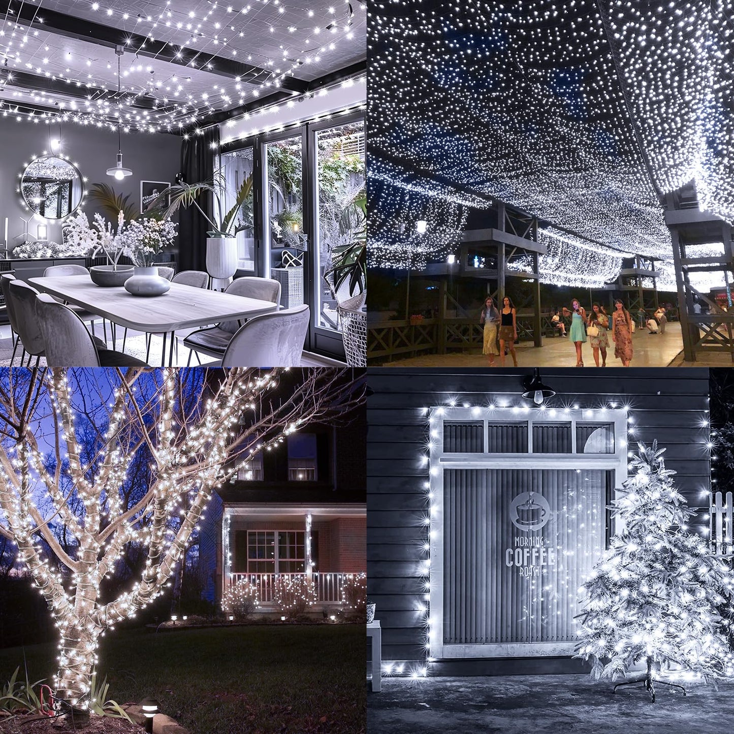 KNONEW 403FT 1000 LED Christmas Lights Outdoor String Light 8 Modes & Timer Fairy Lighting Plug in Waterproof for Xmas Yard Tree Wedding Party Holiday Decorations (Cool White)