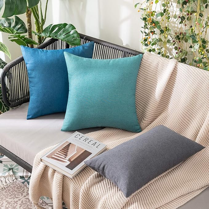 MIULEE Pack of 2 Decorative Outdoor Solid Waterproof Throw Pillow Covers Faux