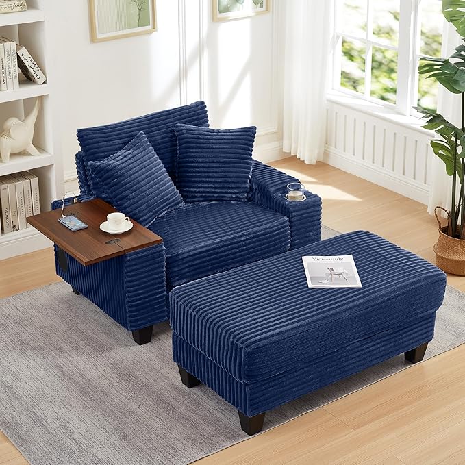 KEIKI Corduroy Storage Armrest Sofa, Single Versatile Seat