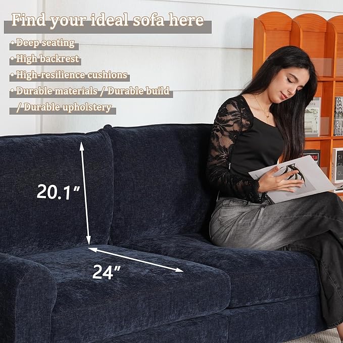 EASE MOOSE 100" Chenille L-Shaped Sectional Sofa, Modern Deep Seat Modular Couch