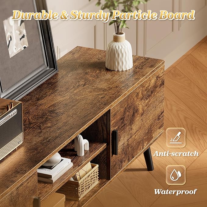 SUPERJARE TV Stand for 55, 65 Inch TV, 63 Inch Entertainment Center