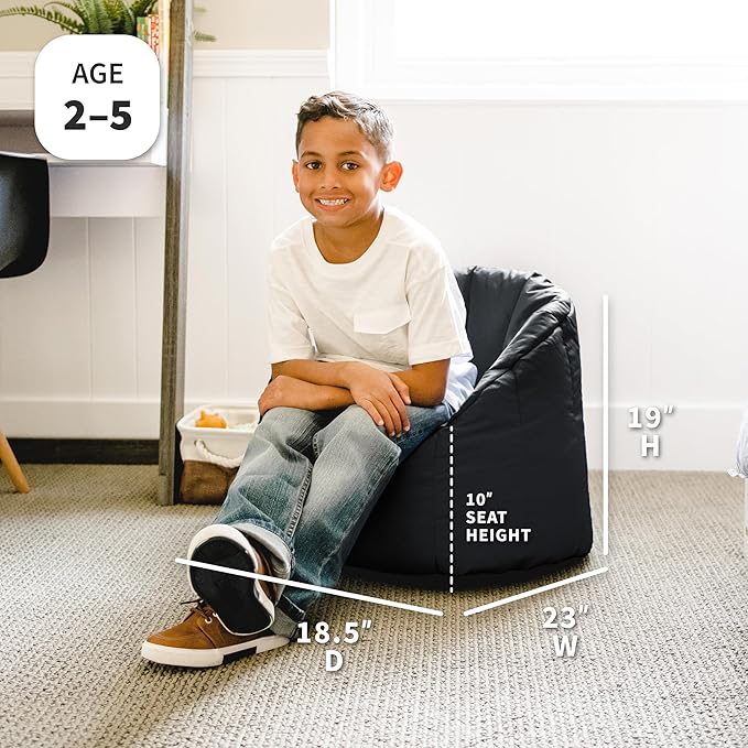 Big Joe Milano Kid's Smartmax Black Beanbag Chair