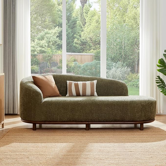 Christopher Knight Home Bouclé Chaise Lounge Sofa Mid Century Modern