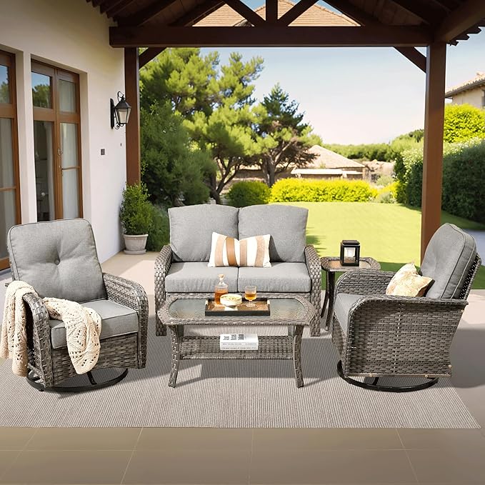 ovios 5-Piece Patio Furniture Set, Outdoor Wicker Sofa