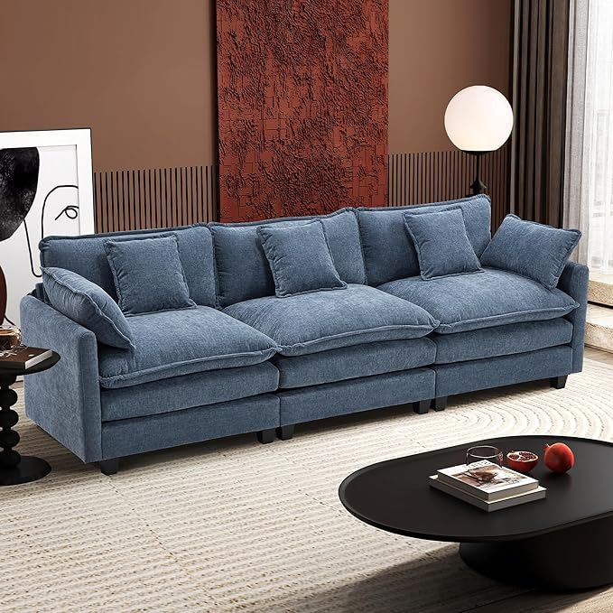 Ihanherry 111.4 Inch 3-Seater Cloud Sofa, Modular Sectional Couch, Modern Deep