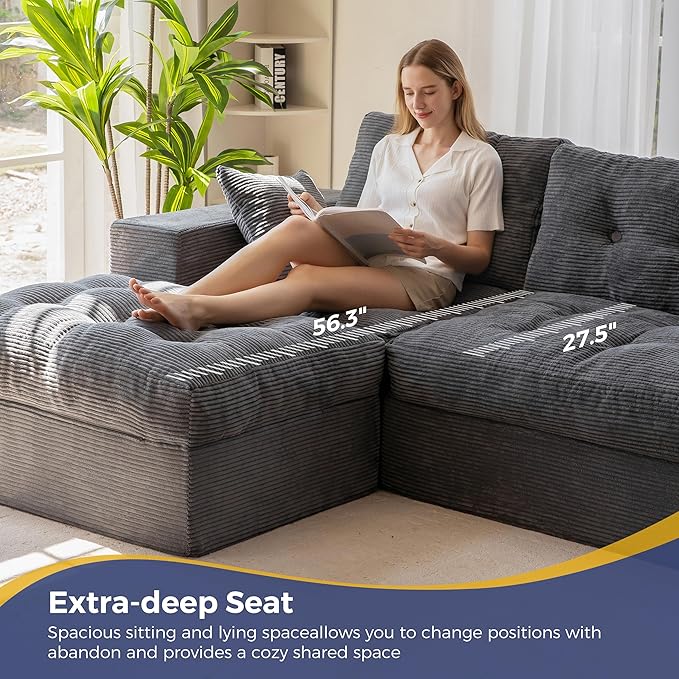 MAXYOYO 104" L Shaped Modular Sectional Sofa