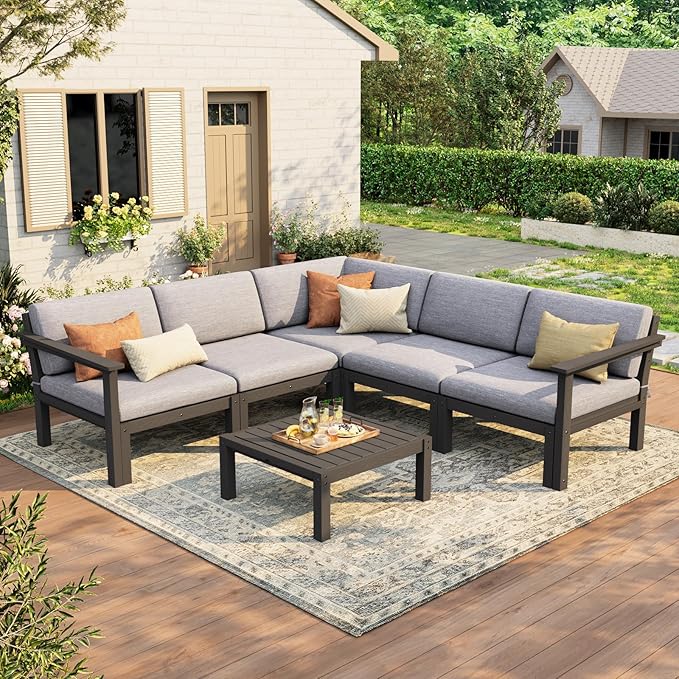 Stoog 6-Piece Patio Sectional Sofa Set, Modular Outdoor Furniture Set
