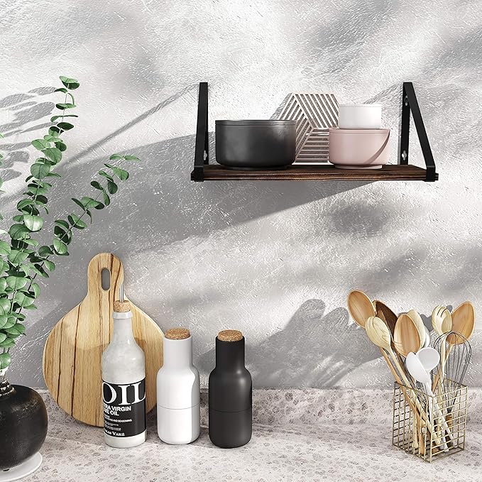 BAMEOS Floating Shelves Rustic Wood Wall Shelf Wall Mounted Shelves