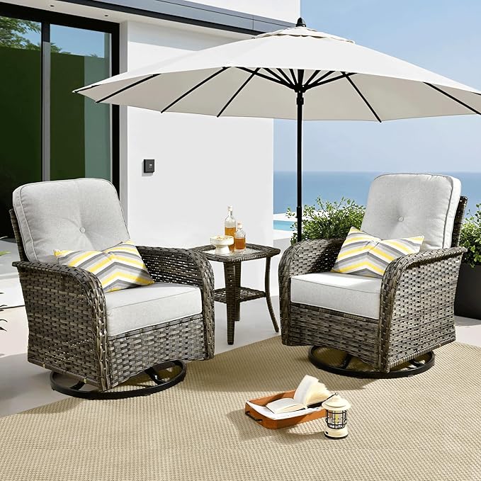 ovios 3-Piece Patio Furniture Set, Outdoor Wicker Sofa