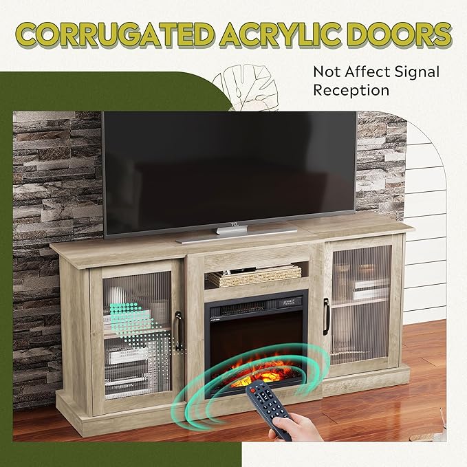 WLIVE Fireplace TV Stand for 65" TV, Entertainment Center