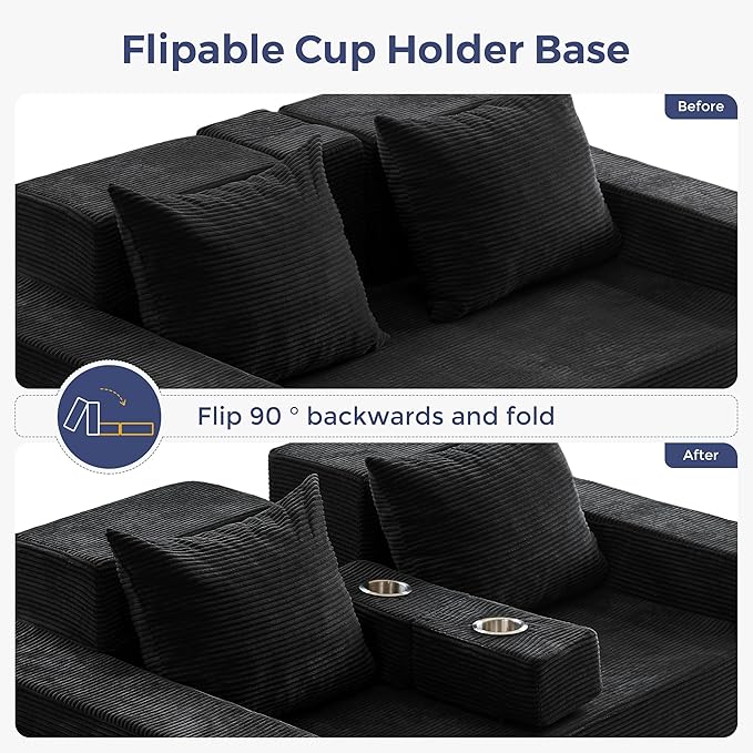 MAXYOYO Loveseat Sofa Bed, 4 in 1 Convertible Boneless Couch Folding Recliner