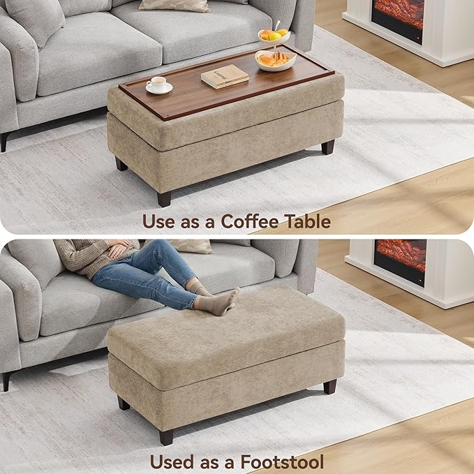 45 Inch Large Storage Ottoman Bench