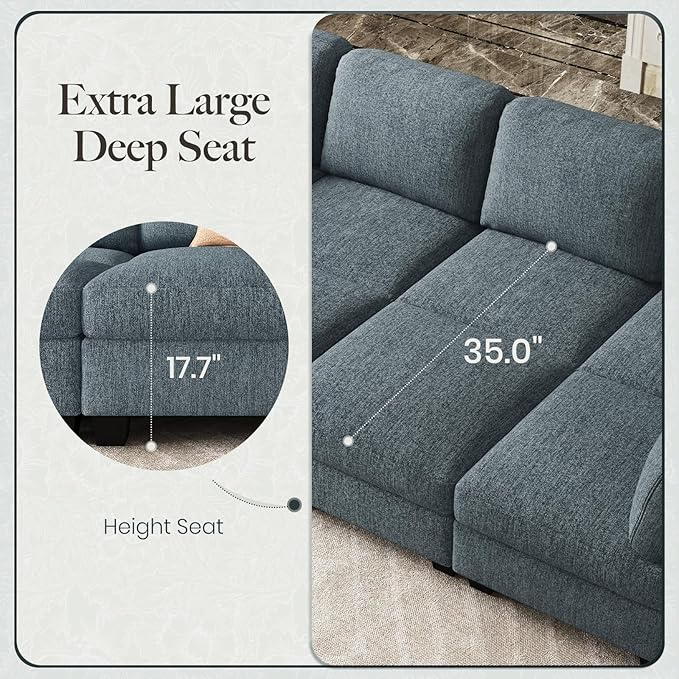 Belffin 111" Cloud Sectional Sleeper Sofa