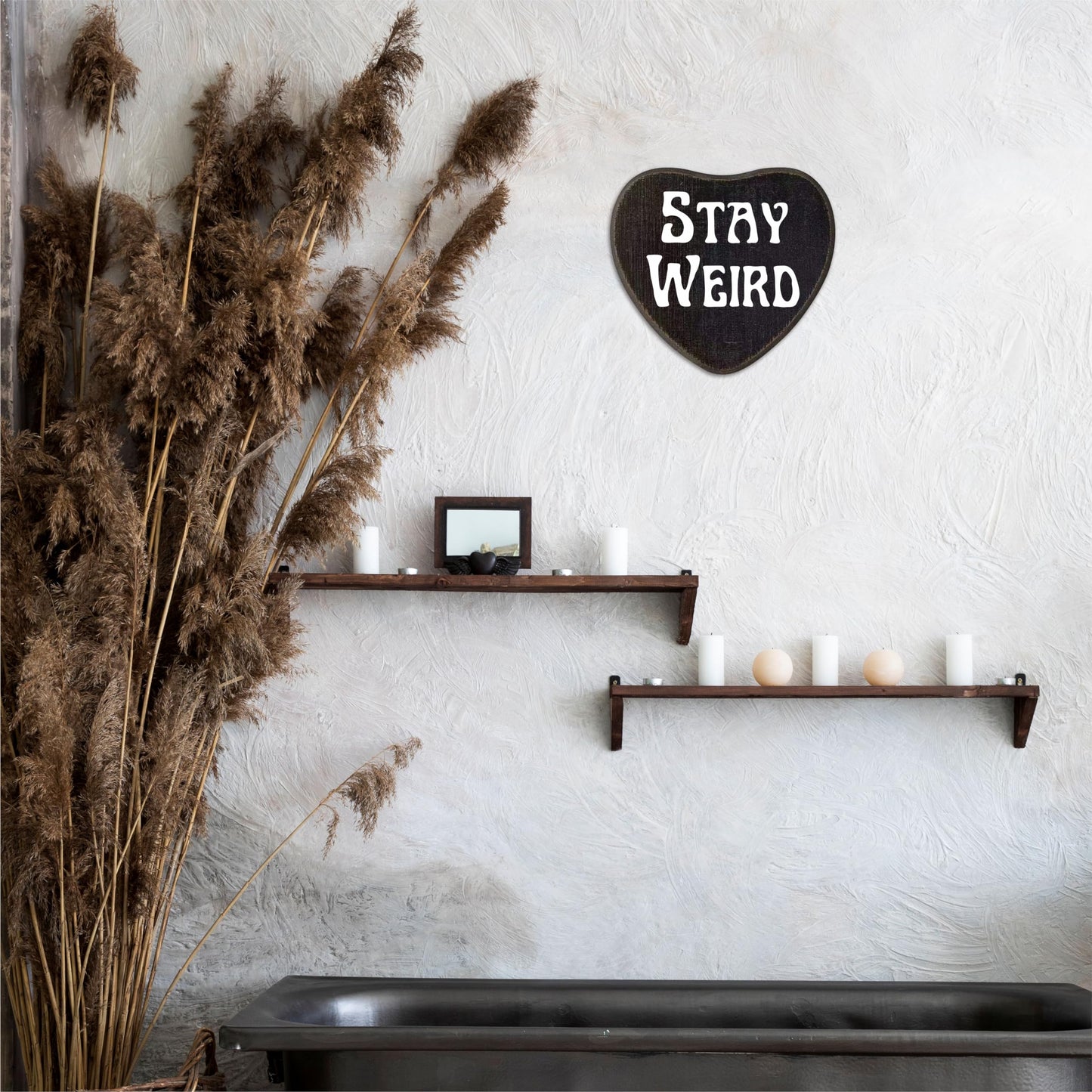 5"x 6" Wooden Plaque With A Hook -Stay Weird- Retro Gothic Wall Art, Bar, Living room, Halloween Funny Natural Pine Wood Decorative Sign, Gifts For Woman, Man, Lover, Home & Office Decoration- D06