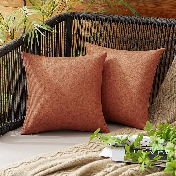 MIULEE Pack of 2 Decorative Outdoor Solid Waterproof Throw Pillow Covers Faux