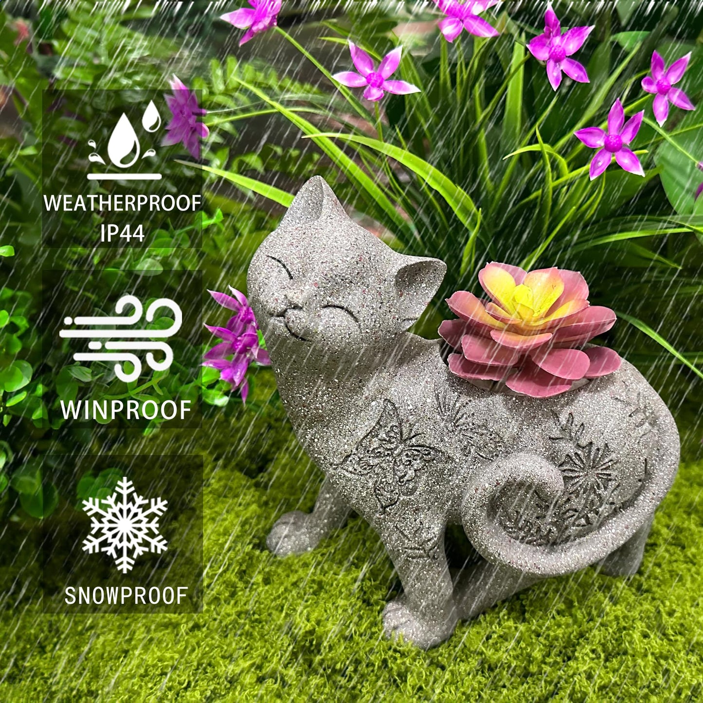 Euiroet 7.9" Cat Succulent Planter Holder Figurine, Flower Pot Statue, Decorative Modern Indoor & Outdoor Cat Planter Pot Sculpture, Garden Animal Flower Pot, Funny Planters for Indoor Plants