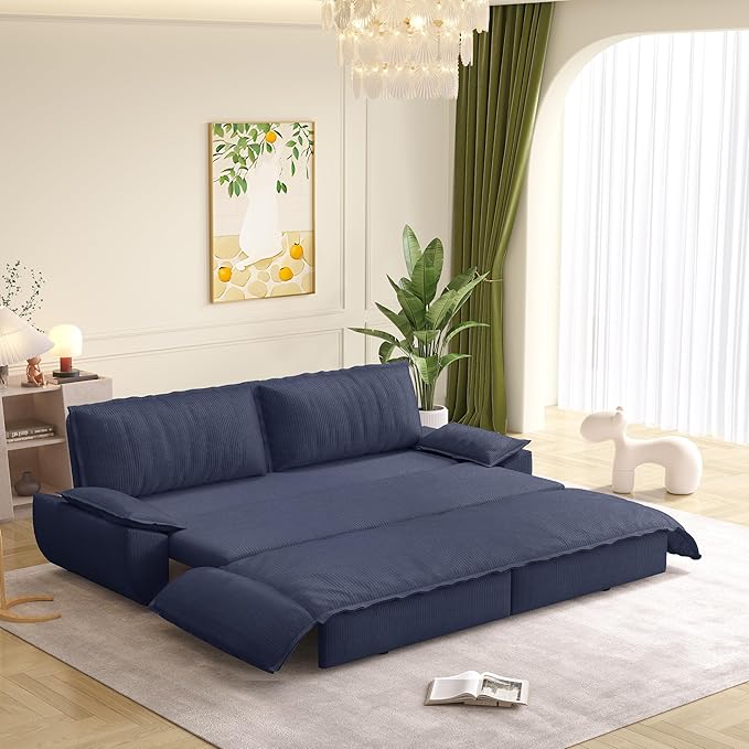 KEIKI 73.2" Queen Convertible Sofa Bed, 3-in-1 Pull Out Sleeper Couch
