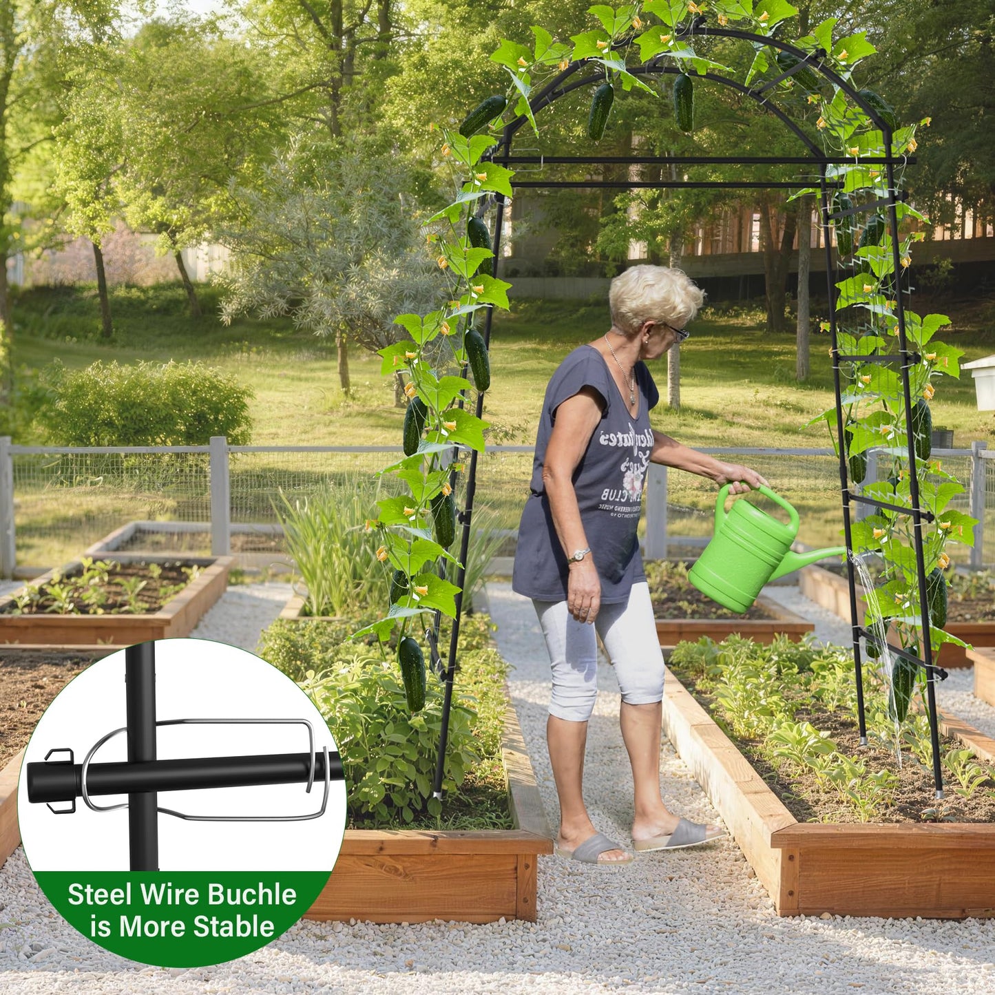 Toriexon Garden Arch Trellis for Climbing Plants, Adjustable Tunnel Trellis 7.4FT Tall & 2.8 FT Depth, Metal Plant Support Garden Trellis Arch for Outdoor Climbing Vine,Vegetable, Fruit, Flower