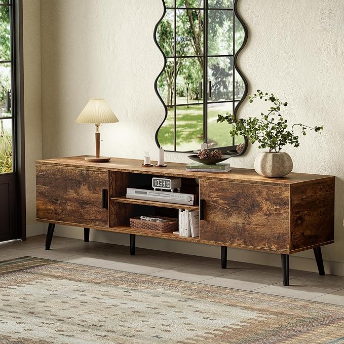 SUPERJARE TV Stand for 55, 65 Inch TV, 63 Inch Entertainment Center