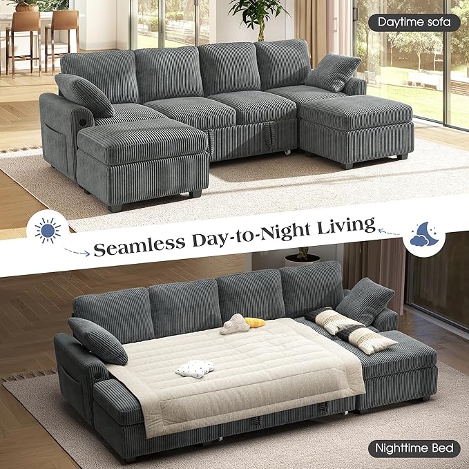 Ihanherry 6-Seater Large Sectional Sofa Bed