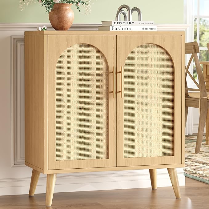 15.7"D Rattan Buffet Sideboard Cabinet