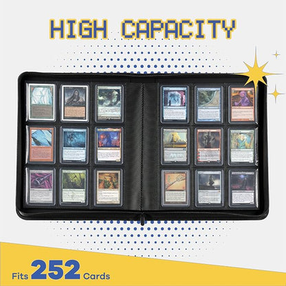 9-Pocket Toploader Binder, Clovecat Premium Card Book， Holds 252 Trading Card with 20 Removable Top-loader Sleeves，PU Card Holder Folders,Card Album for MTG, TCG, Yugioh, Game & Sports Cards(Gray)