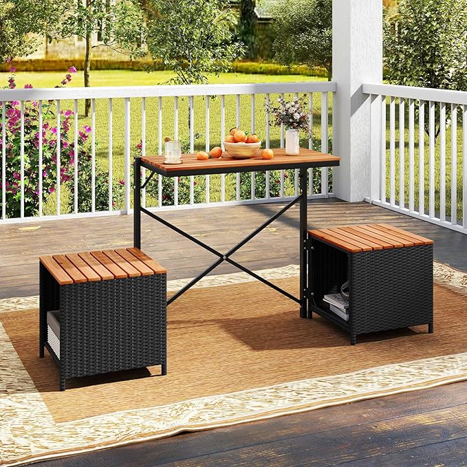 Tangkula 3-in-1 Convertible Bench Picnic Table, Outdoor Folding Table and