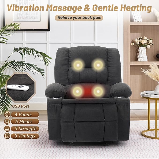 Rocker Recliner Chair with Massage and Heat, Recliner Chair