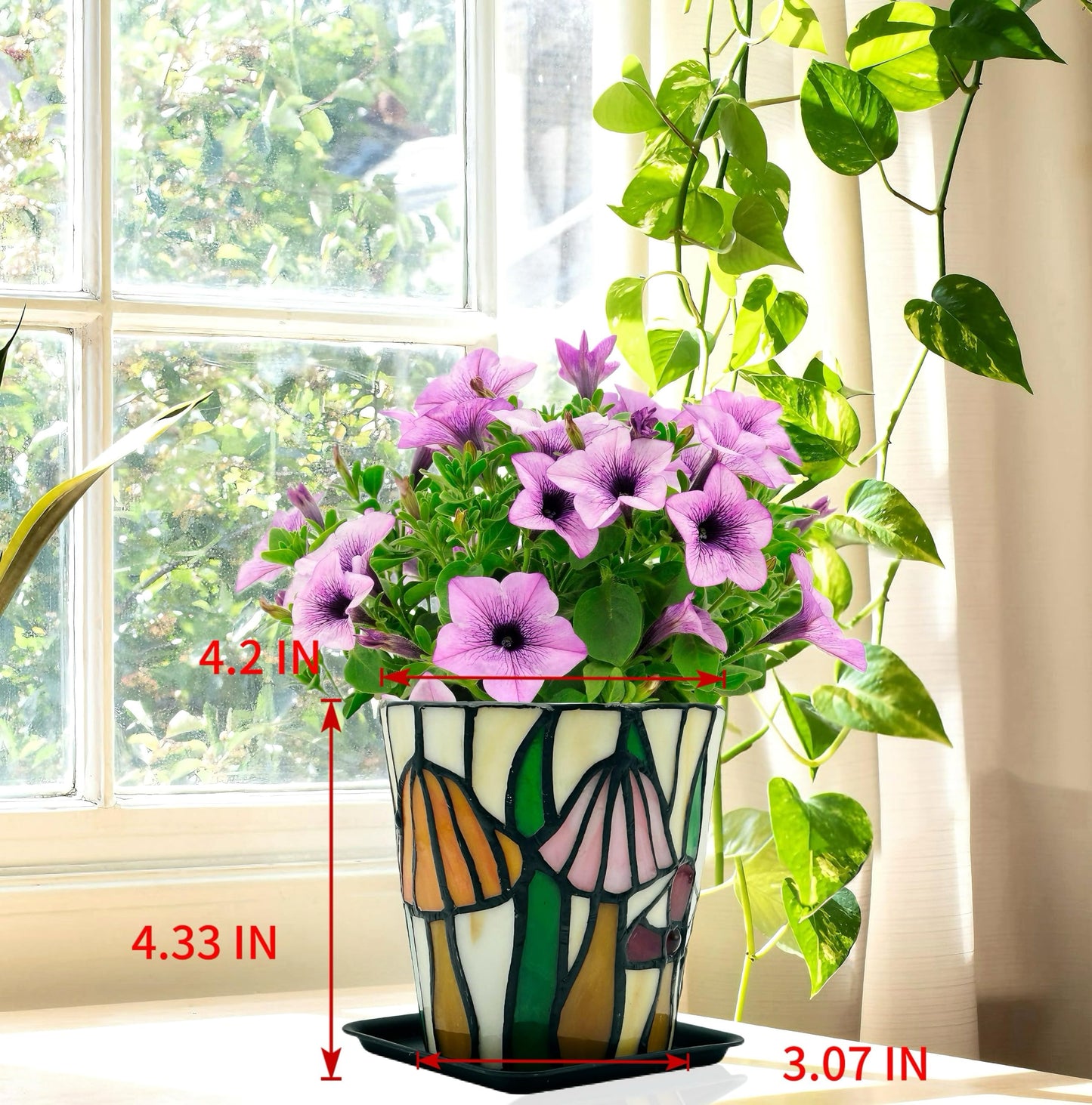 Entlityful Stained Glass Mushroom Planter,Mushroom Pot with Drainage Holes,Unique Indoor and Outdoor Plant Pots, Funny Sansevieria Garden Planters, Gifts for Gardeners Woman Visit The Store