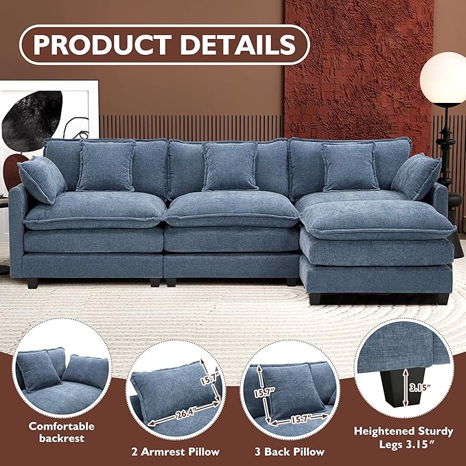 Ihanherry 111.4" L Shaped Cloud Sofa