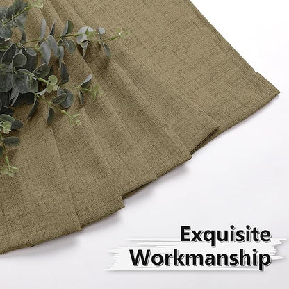 Tollpiz Short Linen Curtain Living Room Rod Pocket Semi Sheer Curtains Burlap Light Filtering Thick Linen Drape for Bedroom, 54 x 45 inches Long, Taupe, Set of 2 Panels