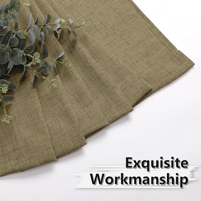 Tollpiz Short Linen Curtains Living Room Rod Pocket Semi Sheer Curtain Burlap Light Filtering Thick Linen Drapes for Bedroom, 54 x 54 inches Long, Taupe, Set of 2 Panels