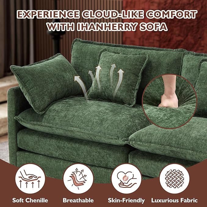 Ihanherry 146" U-Shaped Modern Sofa Modular Sectional Cloud Couch