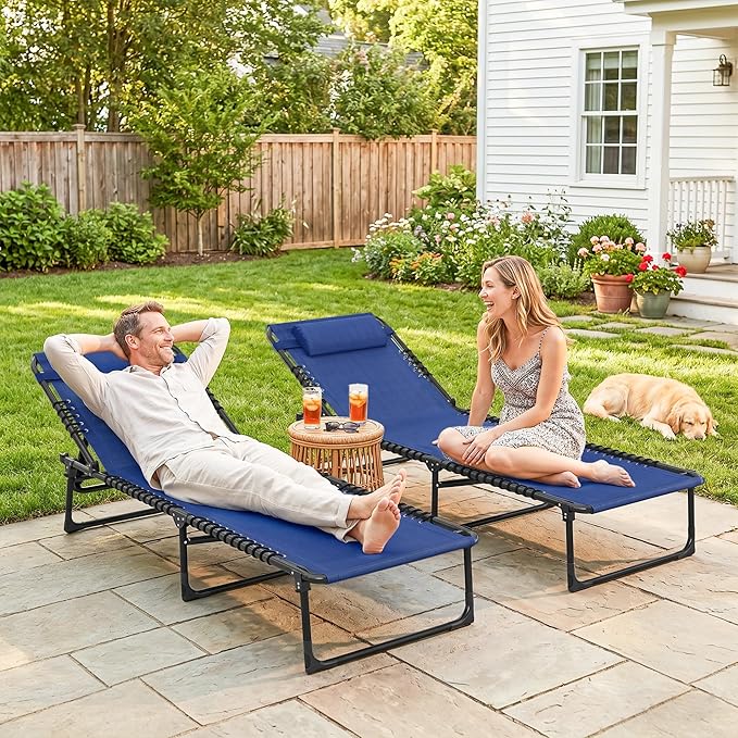 Outsunny Folding Chaise Lounge Chair Set of 2, Patio Sun Tanning Chair
