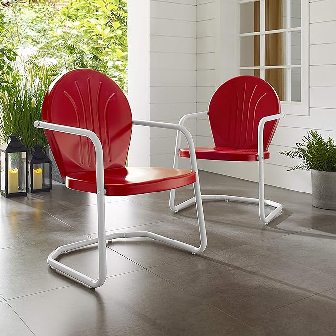 Crosley Furniture Griffith Outdoor Chair, Retro Metal Patio Chairs