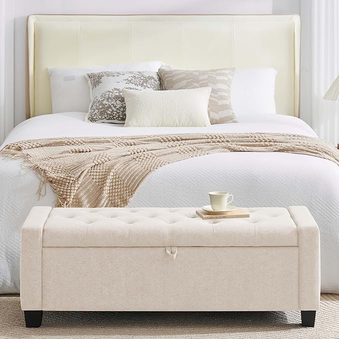 Huatean Home 43" Ottoman with Storage, Storage Ottoman Bench with Safety Hinge