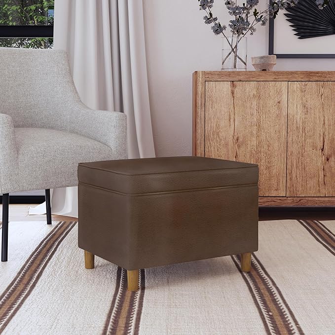 HomePop - Dinah 24" Storage Ottoman- Brown Faux Leather