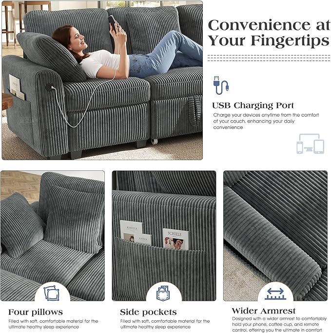 Ihanherry 7-Seater Large Sectional Sofa Bed