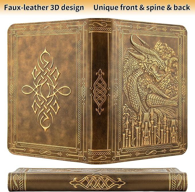 TIANREN Card Binder 9 Pocket, 3D PU Leather Album with Zipper, 360 Side Loading Pockets for TCG, MTG, Lorcana, Other Collectible Cards, Trading Card Game Protective Folder Album (Golden Brown)