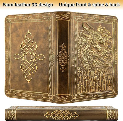 TIANREN Card Binder 9 Pocket, 3D PU Leather Album with Zipper, 360 Side Loading Pockets for TCG, MTG, Lorcana, Other Collectible Cards, Trading Card Game Protective Folder Album (Golden Brown)