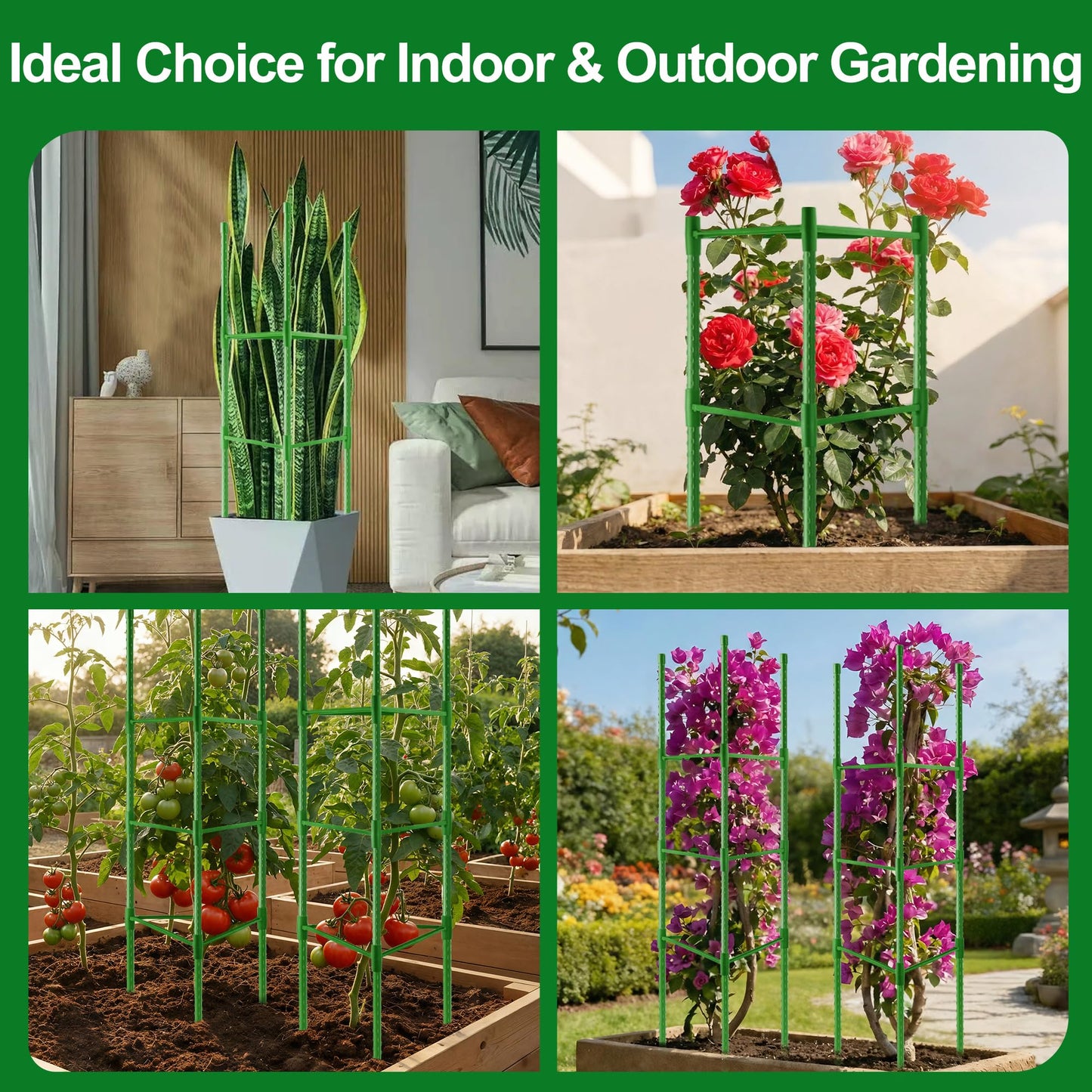 WAENLIR 3 Pack Tomato Cages for Garden, Up to 51 Inch Tomato Trellis for Raised Garden Bed, Plant Stakes for Pots, Durable Tomato Plant Support Garden Stakes for Climbing Plants