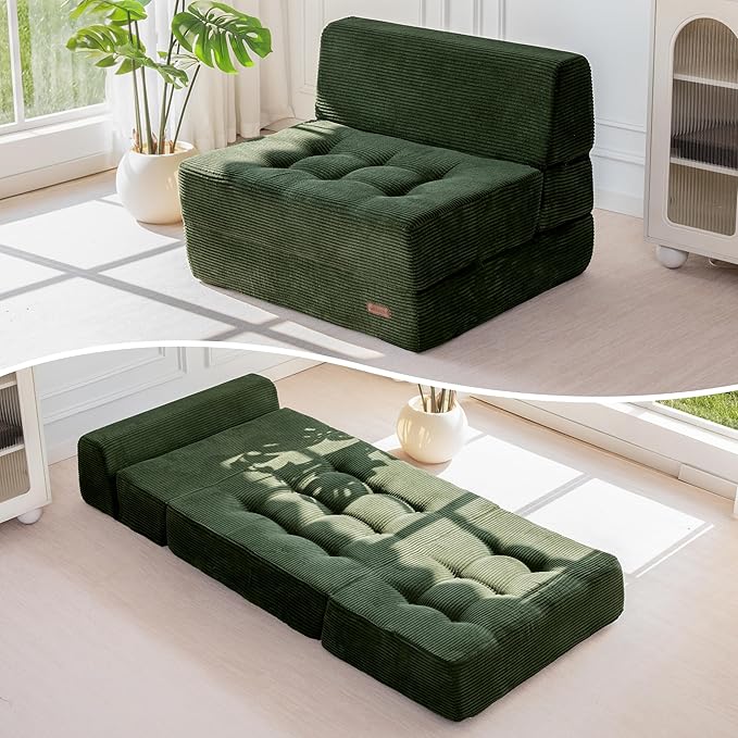 MAXYOYO 8" Folding Sofa Bed, Fold Out Chair Bed Sleeper Chair, Convertible
