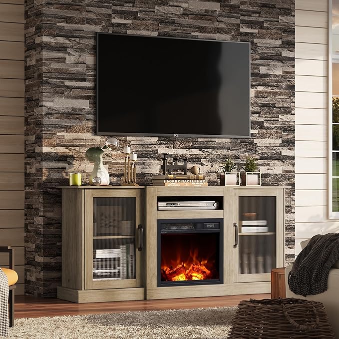 WLIVE Fireplace TV Stand for 65" TV, Entertainment Center