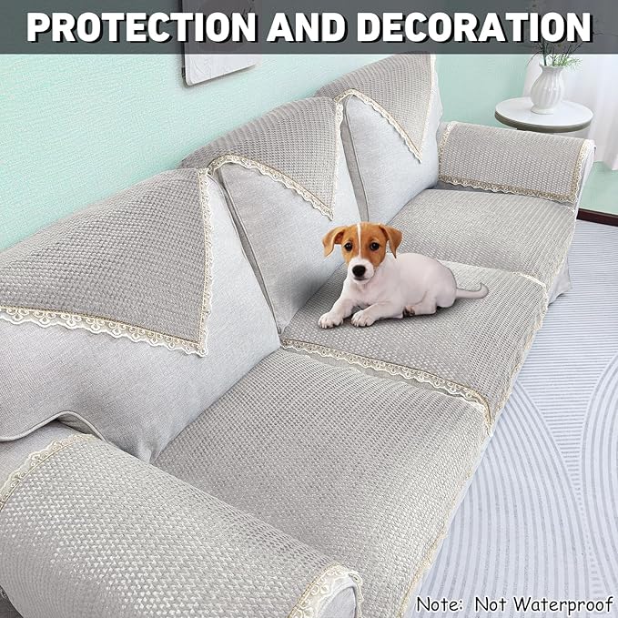 Couch Arm Covers, Couch Cover, Non-Slip Lace Armrest Covers, Headrest/Backrest