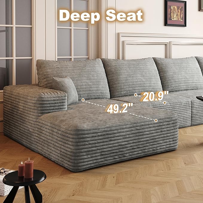 136" Sectional Couches for Living Room Cloud Couch Sofa