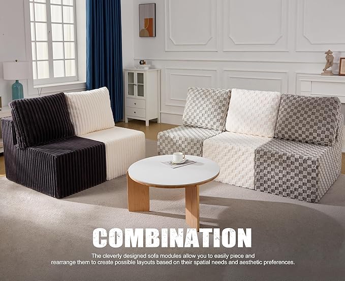 Single Sofa 1 Seat Couch with Deep Seat Memory Foam Cloud Chair with Pillows