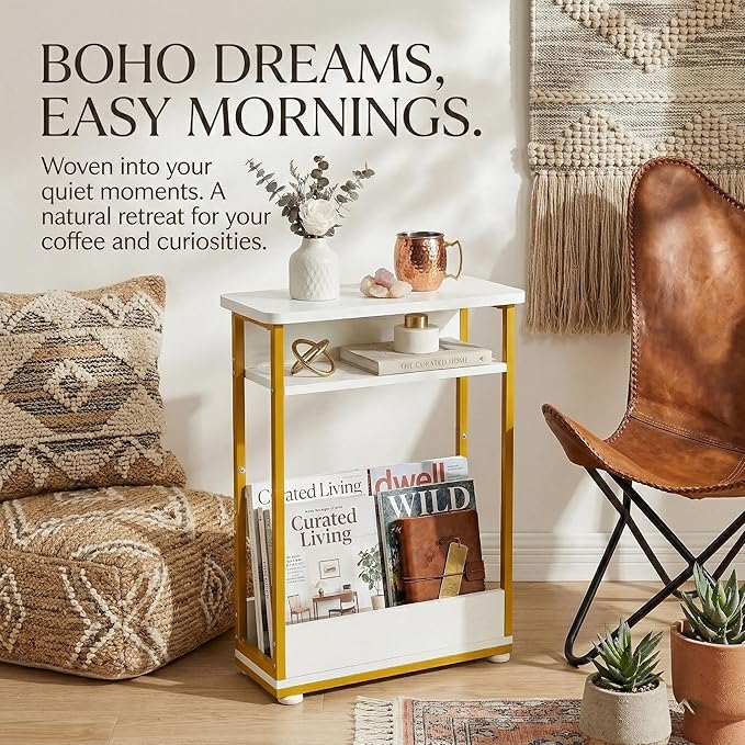 Narrow Side Table, 3-Tier Slim End Table