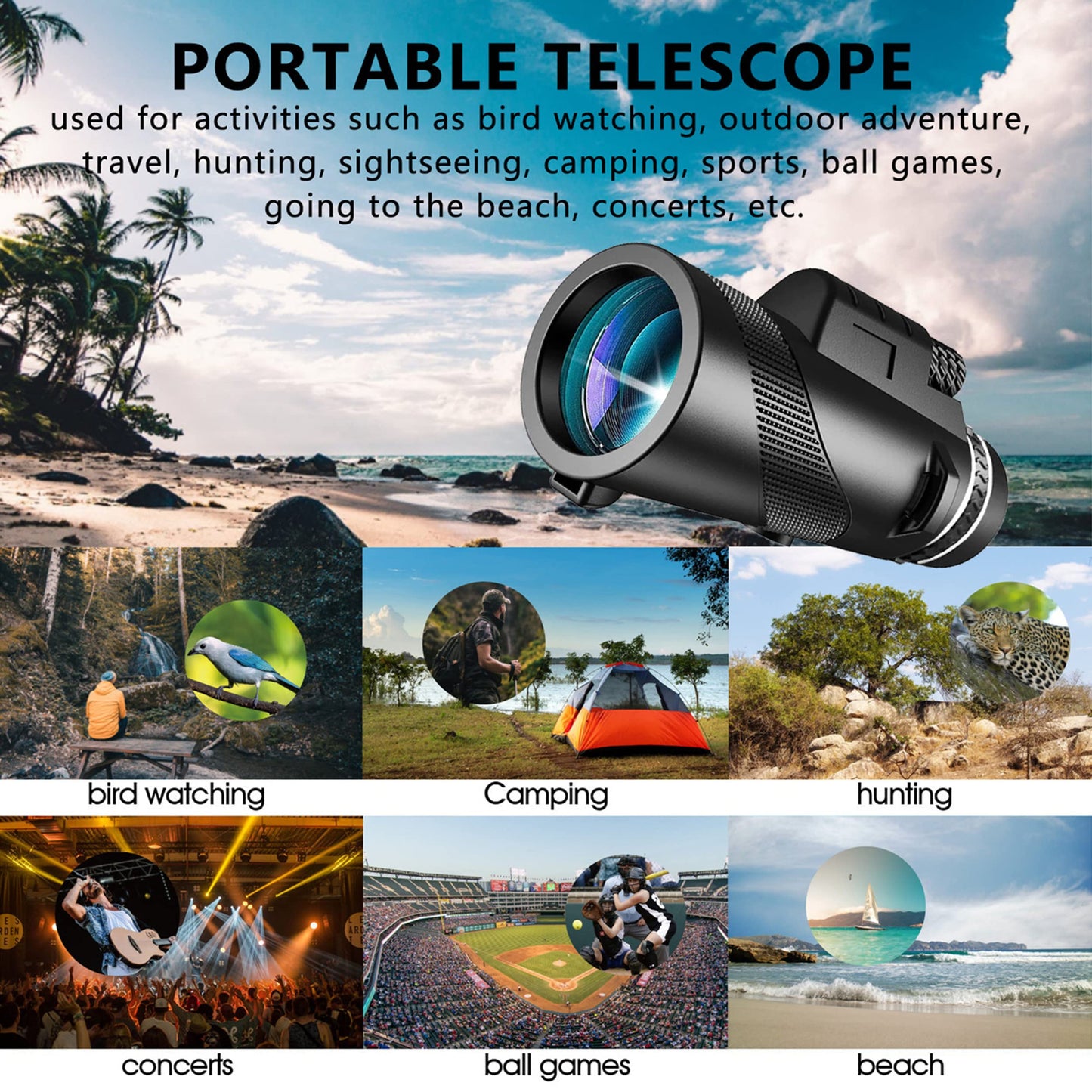 PhysioPhyx 80x100 Monocular-Telescope High Powered for Smartphone Monoculars for Adults High Definition for Stargazing Hunting Wildlife Bird Watching Travel Camping Hiking